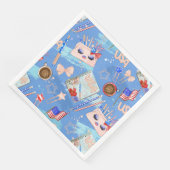 PATRIOTISCHER ROTER WEISSER BLAU 4. JULI SERVIETTE (Ecke)