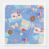 PATRIOTISCHER ROTER WEISSER BLAU 4. JULI SERVIETTE (Vorderseite)