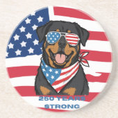 Patriotischer Rottweiler  Getränkeuntersetzer (Vorne)