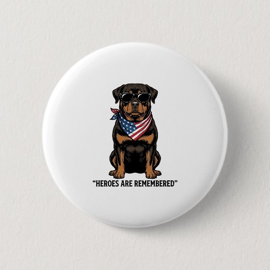 Patriotischer Rottweiler Held Hund Vintage Design_ Button (Vorderseite)