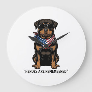 Patriotischer Rottweiler Held Hund Vintage Design_ Große Wanduhr