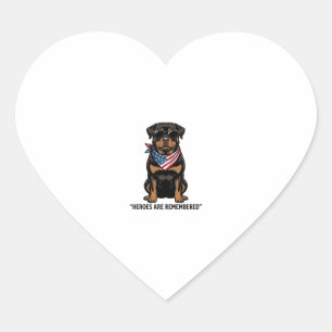 Patriotischer Rottweiler Held Hund Vintage Design_ Herz-Aufkleber