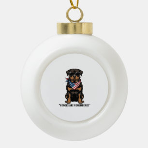 Patriotischer Rottweiler Held Hund Vintage Design_ Keramik Kugel-Ornament