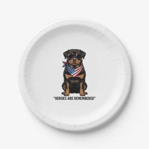 Patriotischer Rottweiler Held Hund Vintage Design_ Pappteller