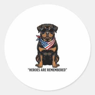 Patriotischer Rottweiler Held Hund Vintage Design_ Runder Aufkleber