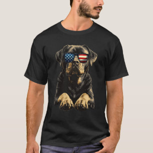 Patriotischer Rottweiler Hund USA-Flagge 4. Juli-S T-Shirt