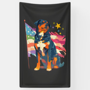 Patriotischer Rottweiler mit USA-Flaggen-Kunst Banner