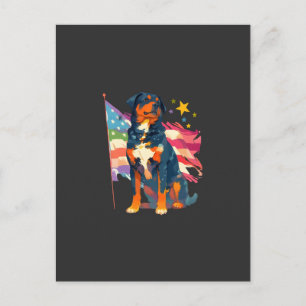 Patriotischer Rottweiler mit USA-Flaggen-Kunst Feiertagspostkarte
