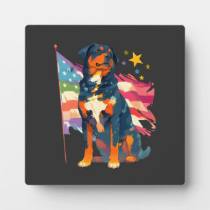 Patriotischer Rottweiler mit USA-Flaggen-Kunst Fotoplatte