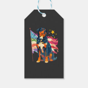 Patriotischer Rottweiler mit USA-Flaggen-Kunst Geschenkanhänger