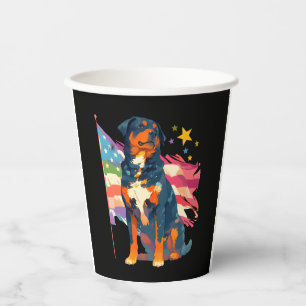 Patriotischer Rottweiler mit USA-Flaggen-Kunst Pappbecher