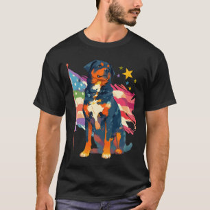 Patriotischer Rottweiler mit USA-Flaggen-Kunst T-Shirt