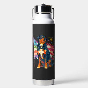 Patriotischer Rottweiler mit USA-Flaggen-Kunst Trinkflasche