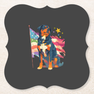 Patriotischer Rottweiler mit USA-Flaggen-Kunst Untersetzer