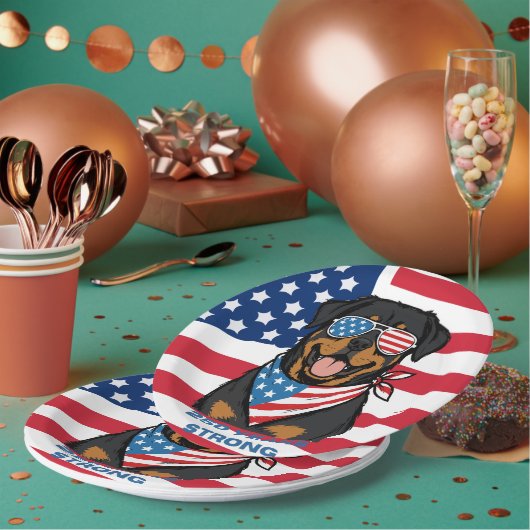 Patriotischer Rottweiler-Papierteller Pappteller (Multi)