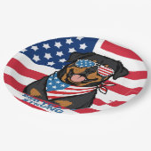 Patriotischer Rottweiler-Papierteller Pappteller (Schrägansicht)