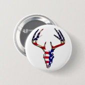 Patriotischer Rotwild-Jagdschädel Button (Vorne & Hinten)