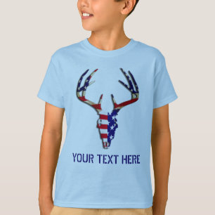 Patriotischer Rotwild-Jagdschädel T-Shirt