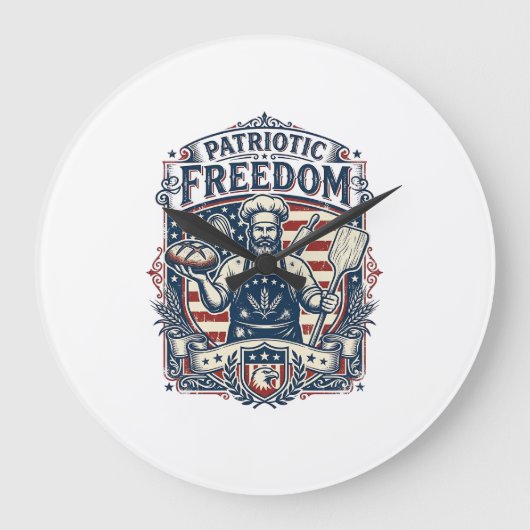 Patriotischer Sauerteigbäcker Große Wanduhr (Vorderseite)