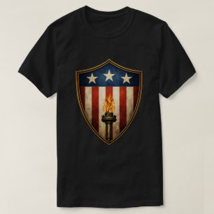 Patriotischer Schild Fackel Amerikanische Freiheit T-Shirt