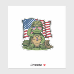 Patriotischer Schildkröten-Gruß Vektor-Design_1 Aufkleber