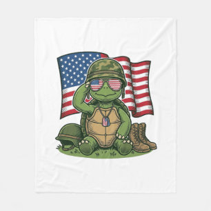 Patriotischer Schildkröten-Gruß Vektor-Design_1 Fleecedecke