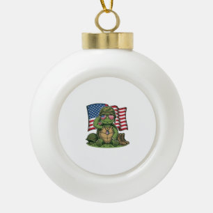 Patriotischer Schildkröten-Gruß Vektor-Design_1 Keramik Kugel-Ornament