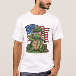 Patriotischer Schildkröten-Gruß Vektor-Design_1 T-Shirt