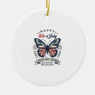 Patriotischer Schmetterling Frohes 4. Juli-Shirt-D Keramik Ornament