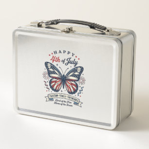 Patriotischer Schmetterling Frohes 4. Juli-Shirt-D Metall Brotdose