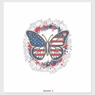 Patriotischer Schmetterling Vintage-Stich Vektor-D Aufkleber
