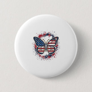 Patriotischer Schmetterling Vintage-Stich Vektor-D Button