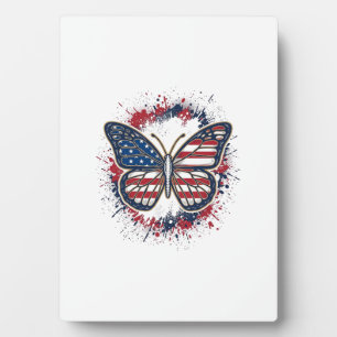 Patriotischer Schmetterling Vintage-Stich Vektor-D Fotoplatte