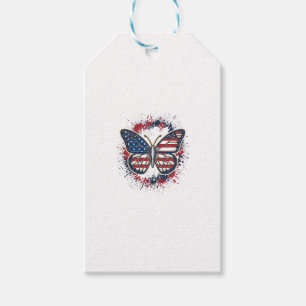Patriotischer Schmetterling Vintage-Stich Vektor-D Geschenkanhänger