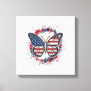 Patriotischer Schmetterling Vintage-Stich Vektor-D Leinwanddruck