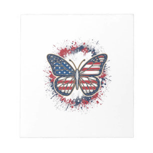 Patriotischer Schmetterling Vintage-Stich Vektor-D Notizblock