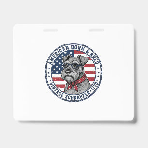 Patriotischer Schnauzer Hund Vintage Ausweis