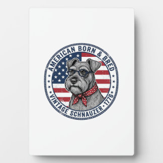 Patriotischer Schnauzer Hund Vintage Fotoplatte