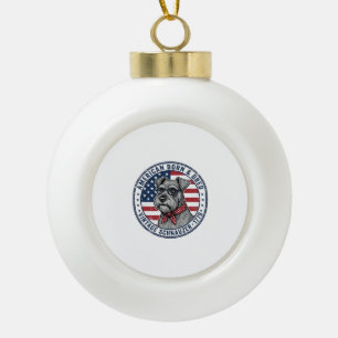 Patriotischer Schnauzer Hund Vintage Keramik Kugel-Ornament