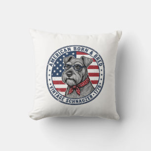 Patriotischer Schnauzer Hund Vintage Kissen