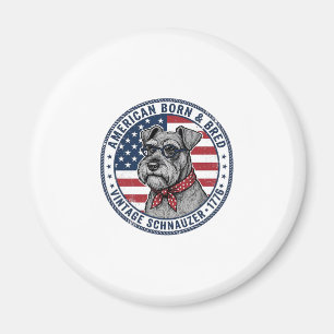 Patriotischer Schnauzer Hund Vintage Magnet