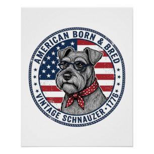 Patriotischer Schnauzer Hund Vintage Poster
