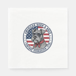 Patriotischer Schnauzer Hund Vintage Serviette