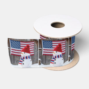 Patriotischer Schneemann mit amerikanischer Flagge Satinband