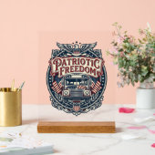 Patriotischer Schulbusfahrer Acrylschild (Hochzeit)