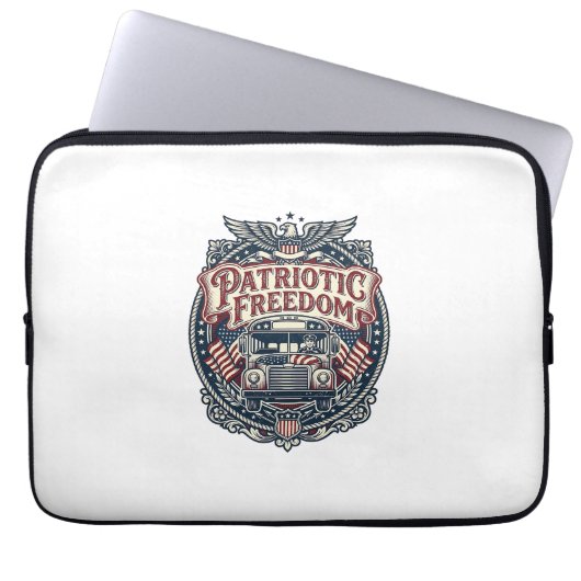 Patriotischer Schulbusfahrer Laptopschutzhülle (Vorderseite)