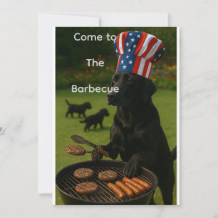 Patriotischer schwarzer Labrador Sommer-Barbecue Einladung