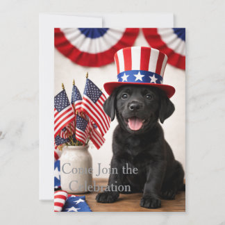 Patriotischer schwarzer Labrador-Welpe Einladung |