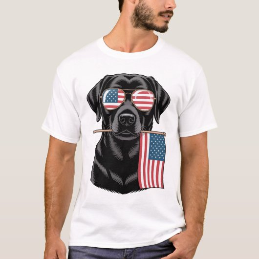 Patriotischer schwarzer Labradors T-Shirt (Vorderseite)