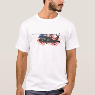 Patriotischer schwarzer Militär-Hubschrauber des T-Shirt